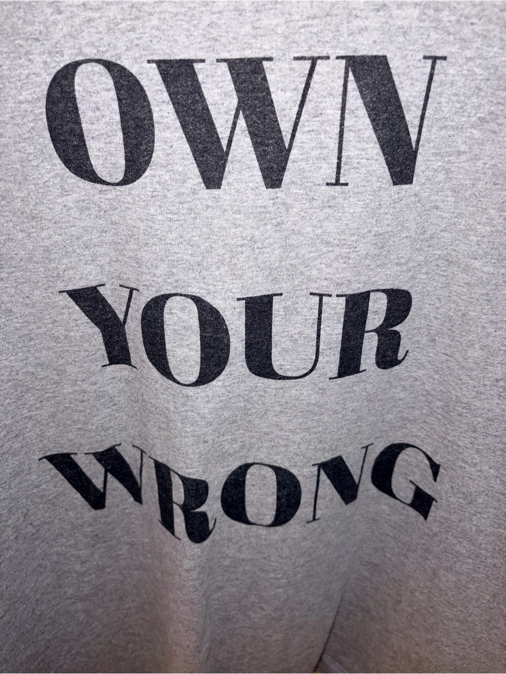 Heather Grey Graphic Tee with Bold Black Text - Picture 3 of 3